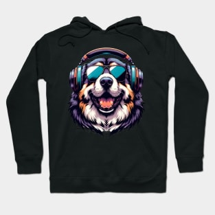 Central Asian Shepherd Dog as Smiling DJ in Japanese Art Style Hoodie